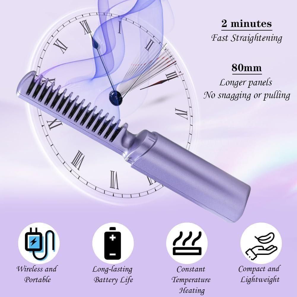 Meneflix Wireless Hair Styling Comb Magic – Versatile Electric Mini Straightener